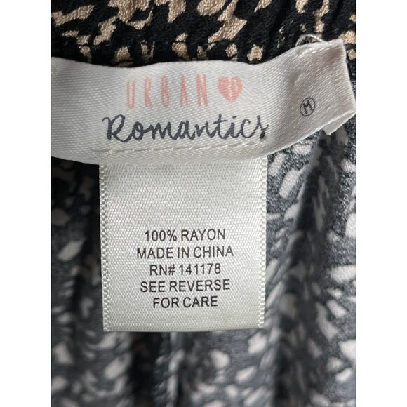 Urban Romantics Skirt Wrap Midi Black Beige Rayon A-line Womens M - Picture 6 of 8